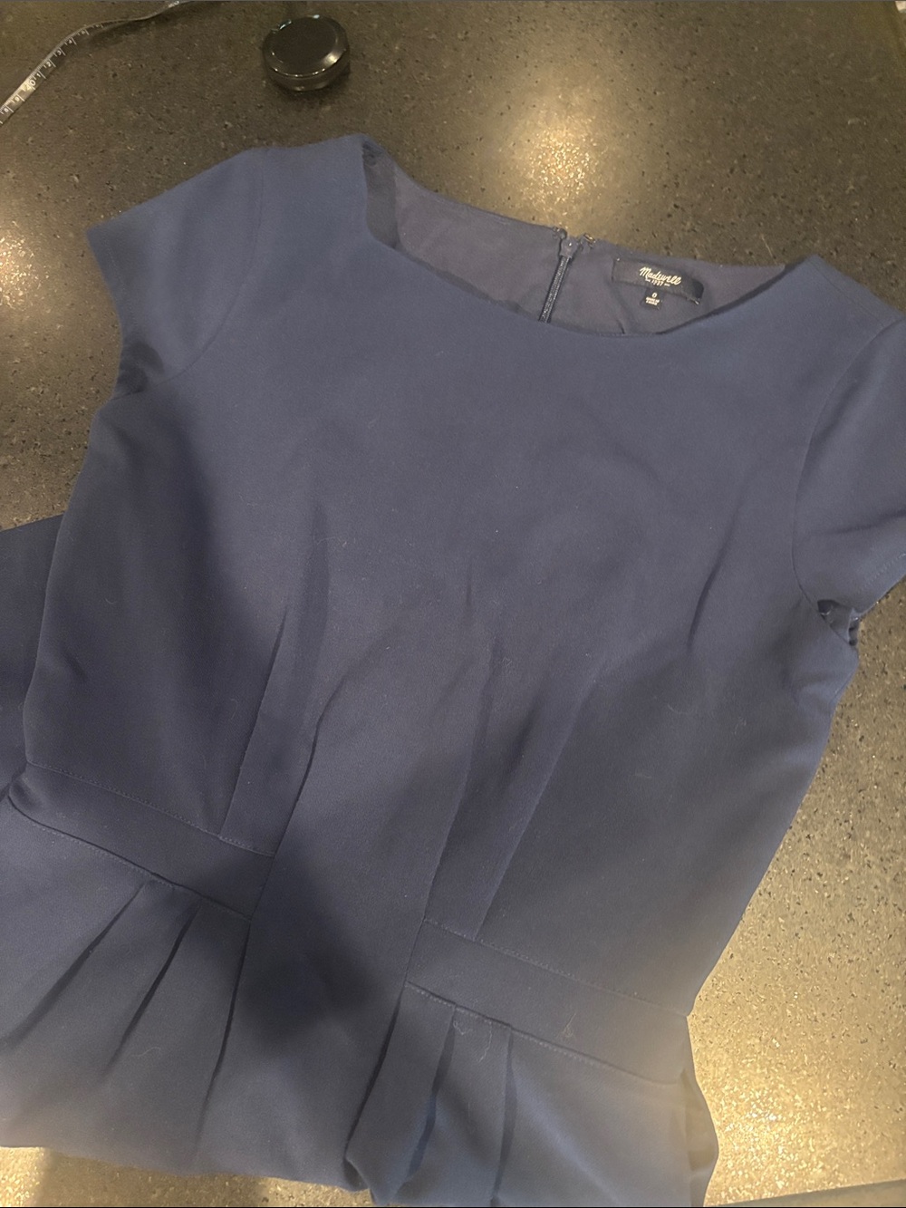 Madewell Women's Navy Short-Sleeve Peplum Midi Dress
